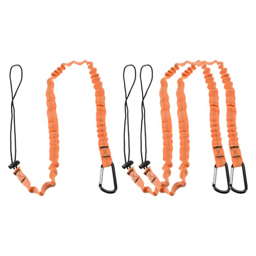 Image of MECCANIXITY Retractable Tool Lanyard 3.6ft with Single Aluminum Buckle and Adjustable Loop End, Maximum Weight Limit 10KG / 22lb, Safety Fall Protection Tools Leash, Orange 3 Pack