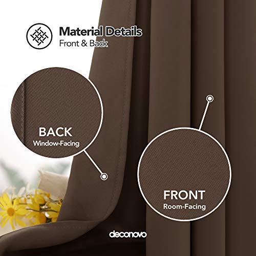 Image of Deconovo Blackout Curtain Darkening Bedroom or Living Room Grommet Thermal Insulated Lighting Reduce Drape, 52 x 95 in-1 Panel, Brown