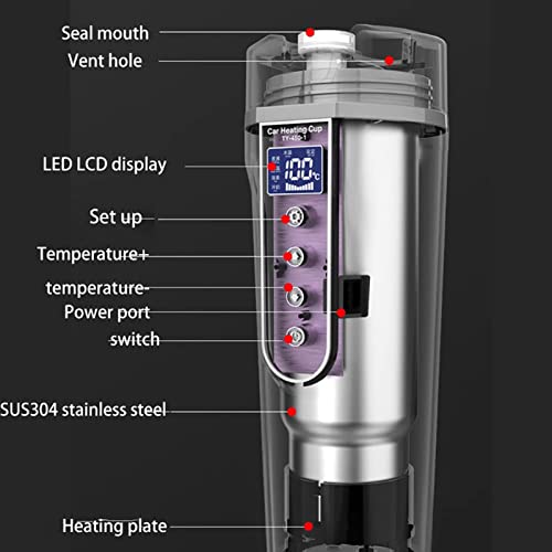Taza Calefactora de Coche 12V Acero Inoxidable 450ml Blanco miniatura 6