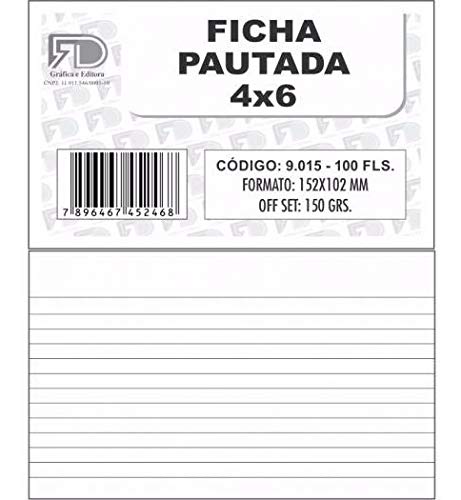 Ficha Pautada Tamanho 4x6 C/100 Folhas