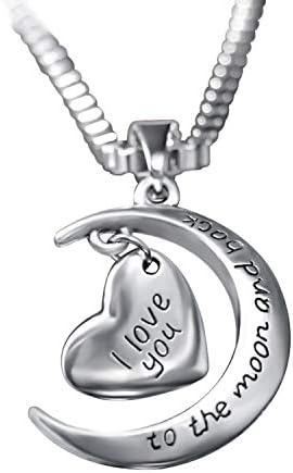 Hanessa Women’s jewellery Motif: ”I Love You To The Moon And Back”. Silver and Gold Necklace, Gift For Your Wife, Daughter, Grandmother, Mum, Sister, Necklace for Women