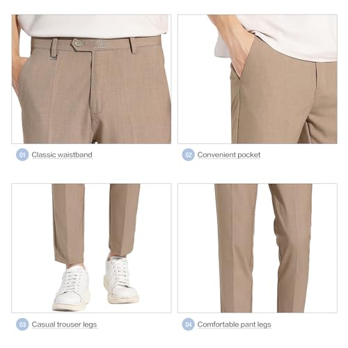 Men's Breathable Dress Pants Straight Leg Textured Trousers with Embroidery for All-Day Office & Commute Wear4