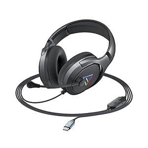 Amazon Basics 7.1 USB Gaming Wired Over Ear Headphones with Mic | Virtual Surround Sound | 50mm Driver | RGB LEDs (Black)