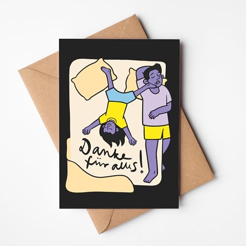 Papa Grußkarte DANKE FÜR ALLES! inkl. braunem Kraftpapier Umschlag. Für Papas zur Geburt, zu Weihnachten, zum Vatertag, Geburtstag oder einfach, um Danke zu sagen. Schenkt Vätern ein Lächeln