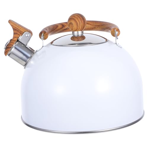 BESTYASH Bollitore con Fischio Bianco con Manico Teiera da Cucina per Gas e Induzione per Uso e