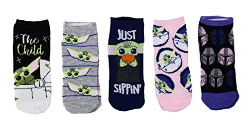 Star Wars The Mandalorian The Child Sipping Juniors/Womens 5 Pack Ankle Socks Size