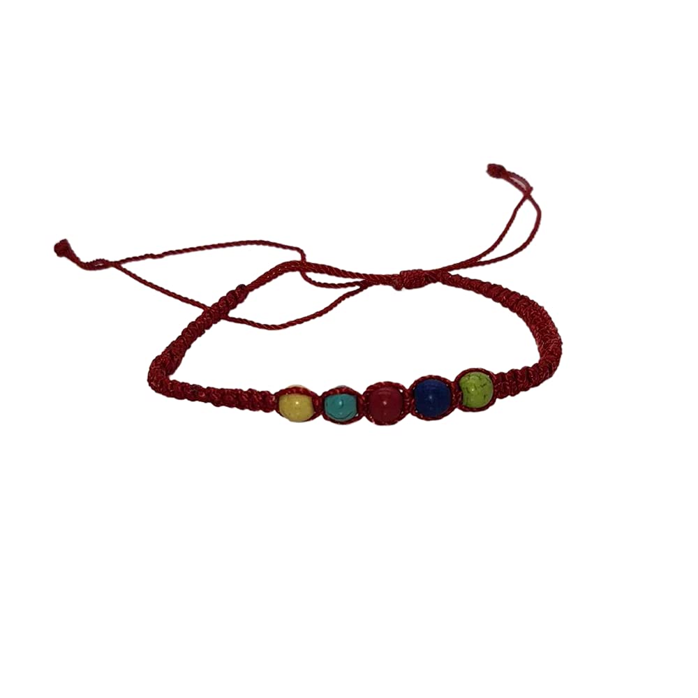 VIE Beach Bracelet, Coloured Beads, Red