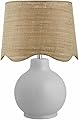 BoutiqueRugs Pojezerje Bohemian Ceramic Table Lamp for Bedroom, Bedside Nightstand - Decorative Boho Tabletop Lamp for Living Room - Rattan Shade - White, Beige
