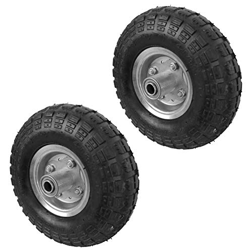 Linxor - Lot de 2 roues gonflables pour chariot 26 x 8.5 cm, axe 16 mm - Noir