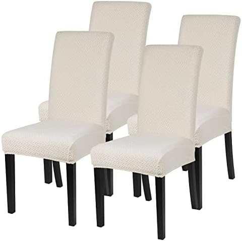 JuneJour Dining Chair Covers Set of 4 Stretch Removable Washable Kitchen Chair Slipcovers Elastic Spandex Fabric Chair Seat Protector Covers for Dining Room Living Room Hotel Ceremony