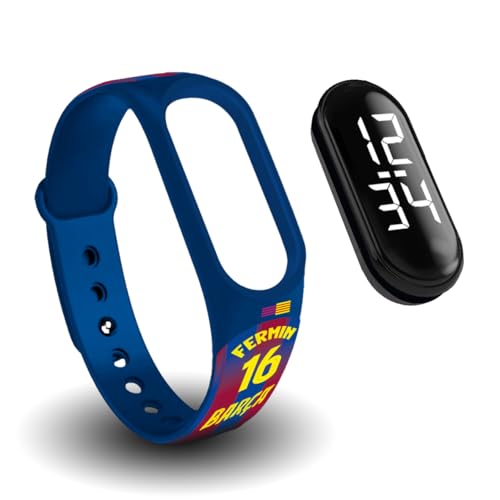 FIT & FUN Correa Oficial FC Barcelona + Reloj Digital Compatible para Niño o Niña – Hora y Fecha – Funciona con Pilas – Diseño 16 Fermín FC Barcelona 2025-2026
