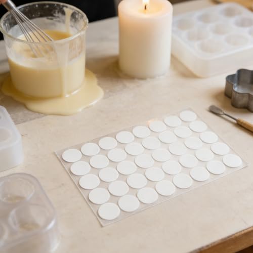 KALLORY 800個白色EVA素材の耐熱性両面テープ 丸型 柔軟な互換性 キャンドルやガラス瓶に最適 手作りキャンドルDIYプロジェクト用 [5]