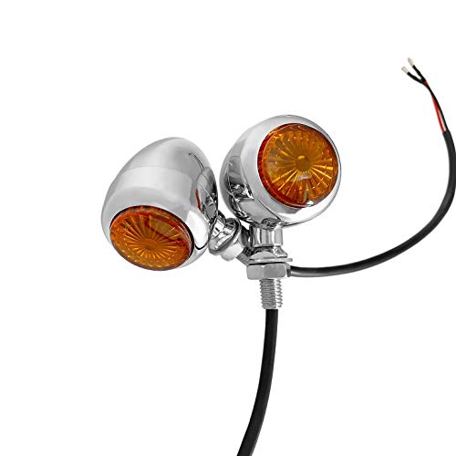 Fatecim 2Pcs Motorcycle Led Turn Signal Indicator Amber Light Mini Bullet Shape Aluminum Motorbike Indicators Blinker Lights 12V Universal (Chrome) #TOP2