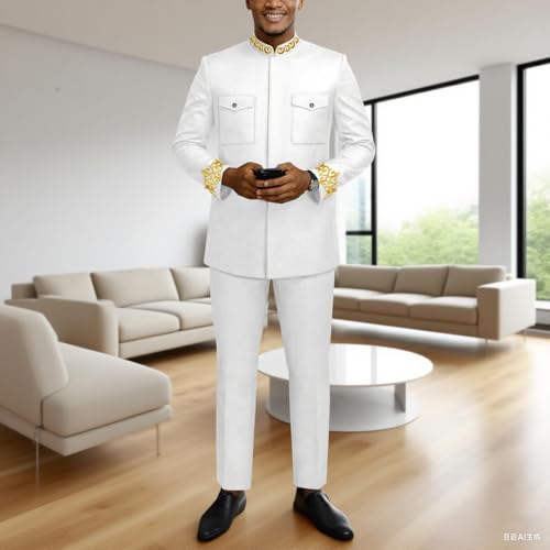 African Suits for Men 2 Piece Set Blazer and Pants Outfits Nigerian Clothes Wedding Attire Tracksuit2
