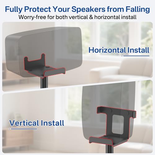 Soporte de altavoz de suelo para Sonos Five y Play 5 de altura ajustable en color negro 4