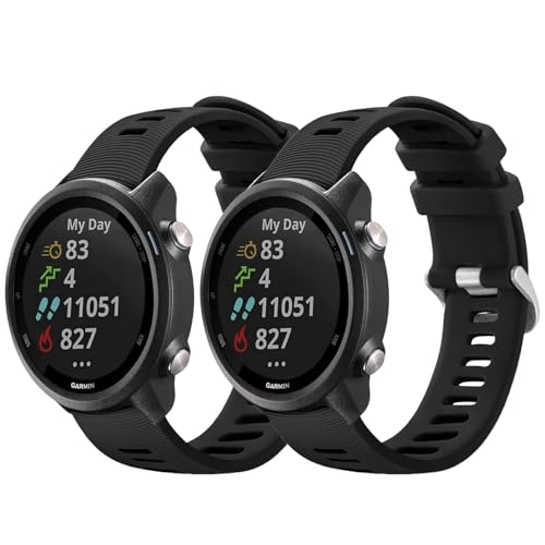 2 Stück 20mm Sport Band Kompatibel mit Garmin Vivoactive 3/5 Armband Weiches Silikon Ersatz Armband für Garmin Forerunner 55/245/645