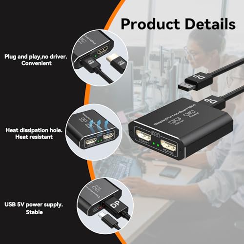 Adaptateur DisplayPort vers double HDMI pour ajouter un deuxième écran PC