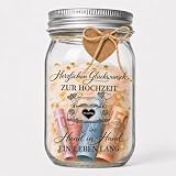 Regalo creativo in denaro con nota personale: utilizzate il bicchiere decorativo come regalo originale per denaro di nozze per cassa di viaggio, luna di miele o congratulazioni personali e crea un regalo di matrimonio personalizzato con un significato speciale