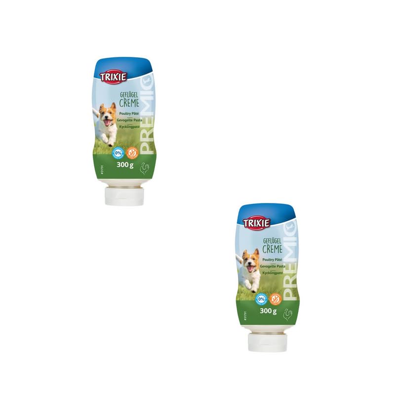 TRIXIE Premio Geflügelcreme | Doppelpack | 2 x 300 g | Ergänzungsfuttermittel für Hunde | Kann dabei helfen das Verabreichen von Medikamenten zu erleichtern | Mit Geflügel