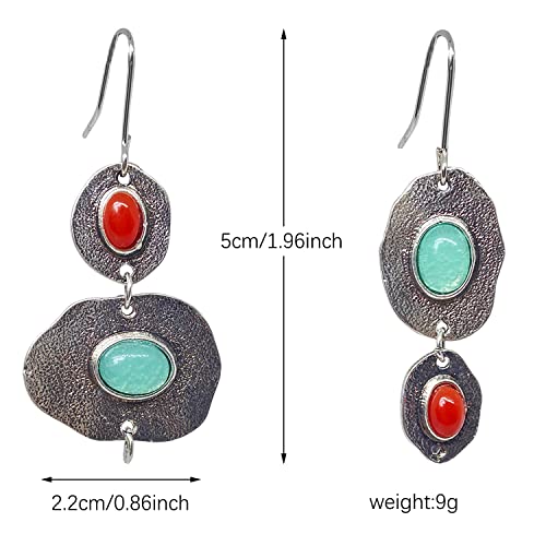 Kafu Handmade Vintage Boho Asymmetrical Earrings 925 Silver Plated Bohemia Tribal Ethnic Drop Dangle Earrings For Women Girls (Retro) #TOP1