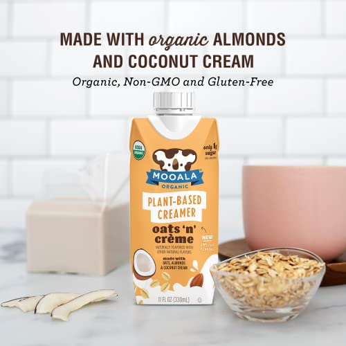 Mooala – Organic Oats 'N' Crème Plant-Based Creamer, Shelf-Stable, Gluten-Free, Soy-Free, Vegan & Non-Dairy Creamer – 11 Oz. (Pack Of 4) #TOP1