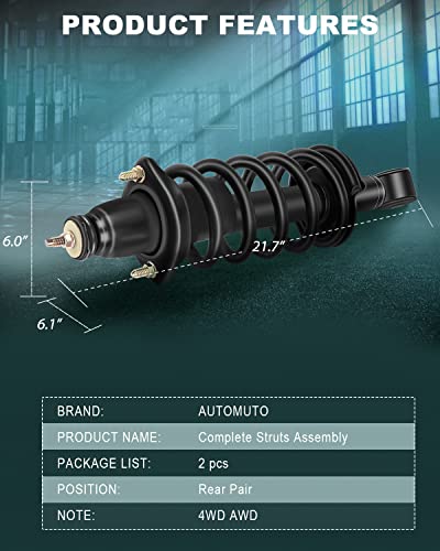 Automuto Strut Spring Assembly Rear Pair Strut & Coil Spring Assembly Fit 2002-2006 For Honda Cr-V 171380L 171380R 4Wd Awd #TOP2
