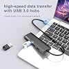 USB Hub, USB 3.0 Hub Aluminum Alloy Ultra Slim USB Splitter, Portable 4 Port USB Extender, USB Hub for Laptop, PC, MacBook, iMac, Surface Pro, Mac Pro, Flash Drive, XPS Black
