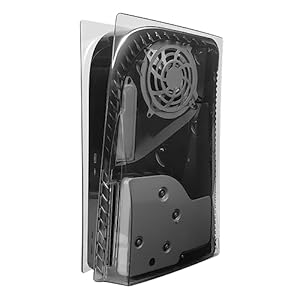 Geekria Transparent Cover Plates Compatible with PS5, PlayStation 5 Console Disc Edition, Replacement Shell Gaming Accessories with Fan Vents (Black)