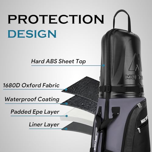MOCTOUR Golf Travel Bags for Airlines with Wheels & ABS Hard Case Top, Protect Your Clubs, Waterproof 1680D Oxford Fabric and Oversize Tank Wheels, Lightweight and Easy to Maneuver (Grey) - Thumbnail 3