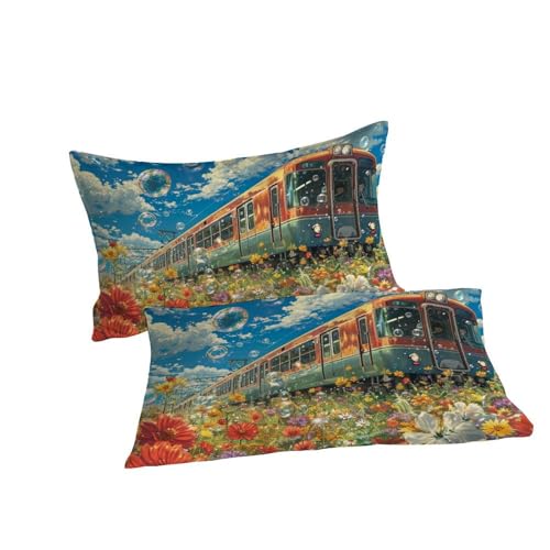 Housse de couette train en microfibre douce et confortable, parure de lit imprimée premium - 7