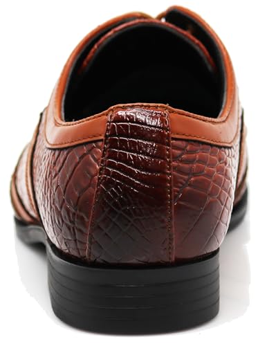 Image of ODN Men's Alligator Crocodile Print Oxfords Fashion Lace Up Dress Shoes
