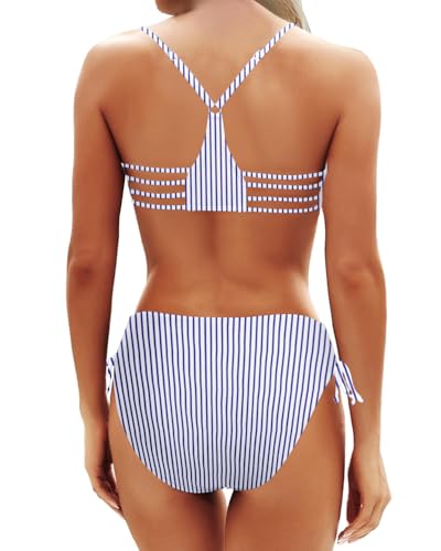 Yonique Womens Two Piece Bikini Set Strappy Swimsuit Side Tie Bathing Suits Racerback Swimwear2