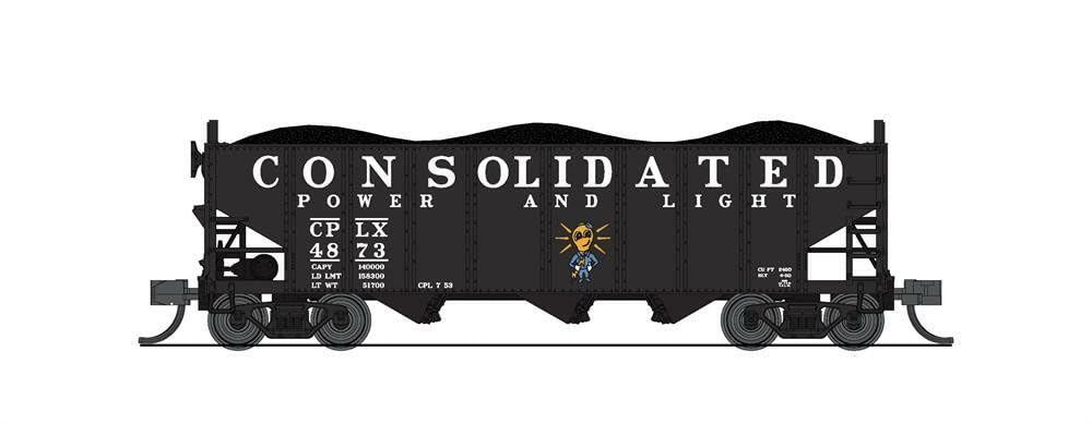 Broadway Limited 7160 3-Bay Hopper, Consolidated Power & Light, Black/White, 2-Pack A, N (Fantasy Paint Scheme)