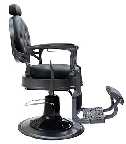 Sillón Barbero Tokio tapizado en Polipiel con Brazos metálicos Acabados en Acero. Base hidráulica con Freno de Giro. Reclinación de Respaldo y elevación de piernas Sincronizados.