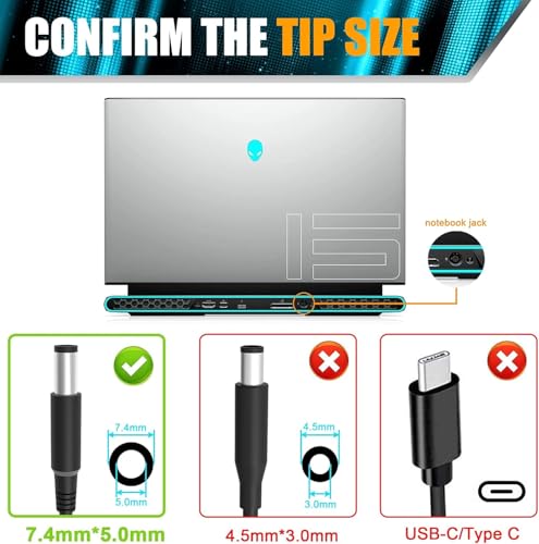 Image of WeFly 240W 19.5V 12.3A 7.4mm x 5.0mm Laptop Adapter Charger for Dell Alienware M17 R1 R2 R3 R4 R5 M17X R2 R3 M18X Area-51m R2 G5 G7 Laptop Adapter
