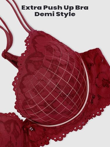 Image of Push Up Bras for Women Add 2 Cups Sexy Lace Cleavage Extra Padded Plunge Bra Underwire