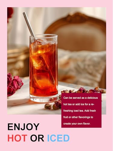 Image of TeeLux Rose Black Tea Loose Leaf, Premium Black Tea with Rose Petals, Floral Aroma, Smooth & Refreshing Taste, Hot & Iced Tea, 7oz