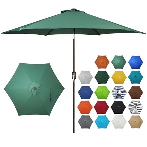 Blissun Parasol de patio de 2,3 m, parasol de jardin, parasol de marché d'extérieur avec bouton-poussoir d'inclinaison, verre de mer