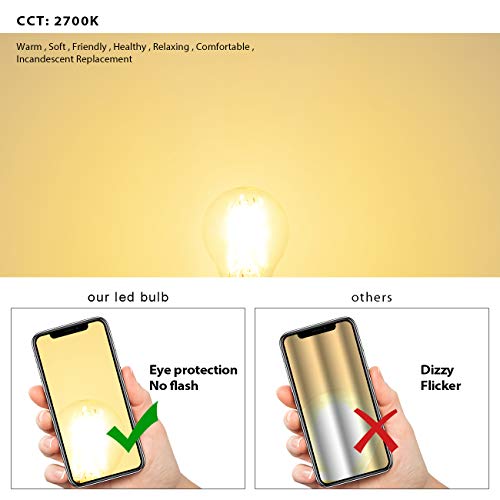 LVWIT 4W E14 G45 Small Edison Screw LED Filament Bulb, 6 Pack, Non-dimmable, 470Lm, Warm White 2700K, LED Vintage Glass Mini Globe Bulb, 80Ra 40W Incandescent - Image 2