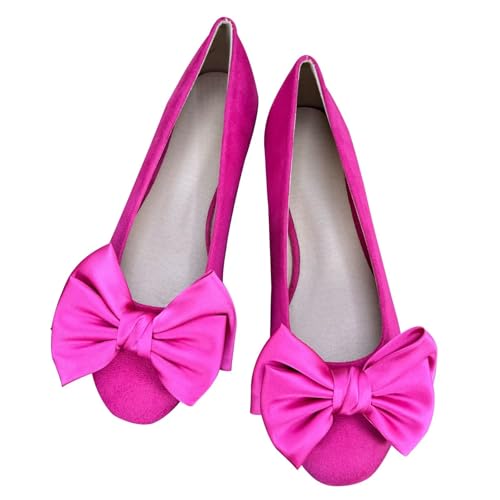 Image of TN TANGNEST Women's Velvet Flats Round Toe Bow Ballet Shoes Comfortable Dressy Slip On Work Flats