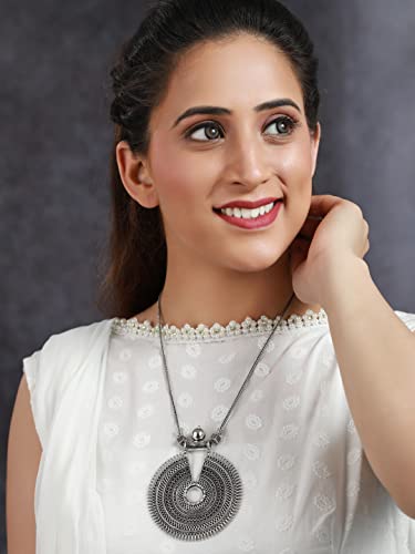 Circular Pattern Geometric Oxidised Necklace, Elegant Design