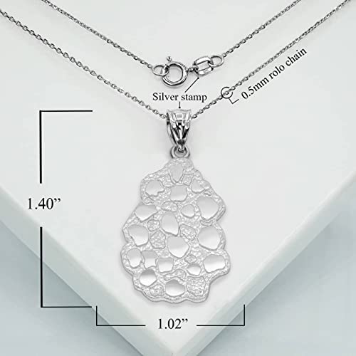 Claddagh Gold Textured 925 Sterling Silver Nugget Style Pendant Necklace with Rolo Chain and Pendant only2