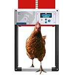 Automatic Chicken Coop Door Opener, ChickenGuard One in All 4 Colours, Timer/Light Sensing, Winter Mode, Auto-Stop & Predator Proof, 3 Power Options, Solar, Battery or Electric (Red + Batteries)