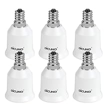 DiCUNO E12 to E26 Socket Adapter, Candelabra E12 to Medium Standard E26 Socket Converter, LED Light Bulb Converter, 200W Max, 200C Heat Resistant, 6-Pack