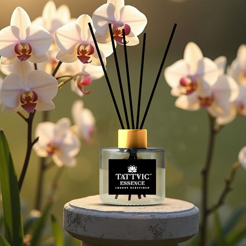 Image of Vanilla Reed Diffuser Set by Tattvic Essence | 6 Fiber Reed Sticks Free | Stress Relief & Aromatherapy | Long-Lasting, Smoke-Free Air Freshener for Home, Bedroom & Office | Ideal for Gifting | 120ml