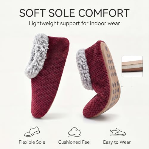 Image of The Metluks Womens Slippers Indoor Soft Sole Slipper Socks | Fuzzy sherpa lining, warm winter comfort, non slip grippers, flexible feel, washable, cozy home wear