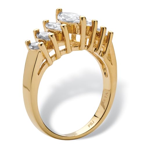 Palm Beach Jewelry 18K Yellow Gold Plated Marquise Cut Cubic Zirconia Graduated Anniversary Ring2