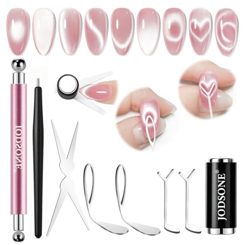 JODSONE Cat Eye Magnet Set for Nails, Heart Cat-Eye Magnets Tool,3 in 1 Cylinder Cat Eye Magnet with Ball Magnets, Magnetic Nail Art Pen, French &amp; Black Hole Nail Magnet Guides for Cat-Eye Nail Effect