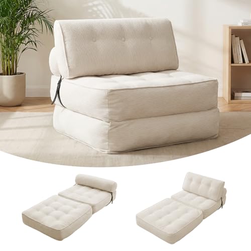 3 in 1 Foldable Compact Sofa Bed, Modular Floor Sofa with Headrest and Lumbar Cushion, Convertible Lounger Chair to Guest Bed for Living Room Dorms Bedroom, No Assembly Required,800 lbs Capacity