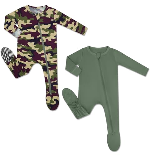 Image of HAPIU Rayon from Bamboo Baby Footed Pajamas, 2 Way Premium Zipper, Footie for Baby Boy Girls, Newborn-24 Months